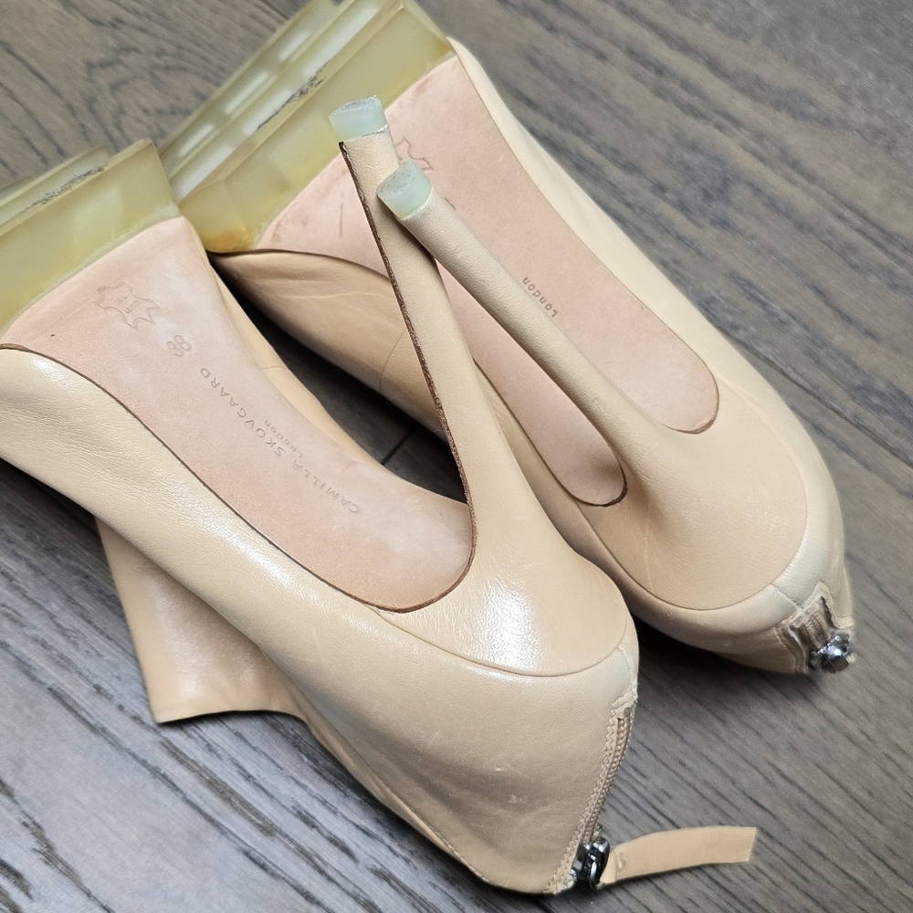 Camilla Skovgaard Open Toe Saw Tooth Platform Peep Toe Bootie in Nude - Picture 10 of 12